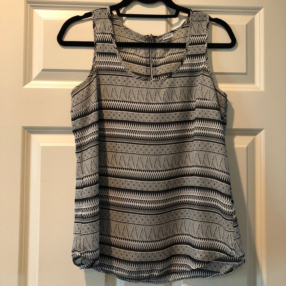 Black and White Patterned Women's Blouse Tank